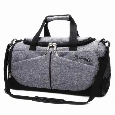 Men Zipper Color Blocking Letter Printed Large Capacity Travel Bag Unisex Nylon Solid Color Weekend Bag