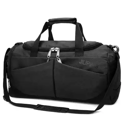 Men Zipper Color Blocking Letter Printed Large Capacity Travel Bag Unisex Nylon Solid Color Weekend Bag