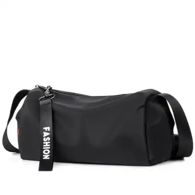 Men Casual Large Capacity Zipper Crossbody Bag Oxford Cloth Bucket Solid Color