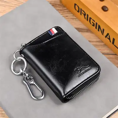 Men Retro Multifunction Zipper Wallet Business PU Leather Solid Color