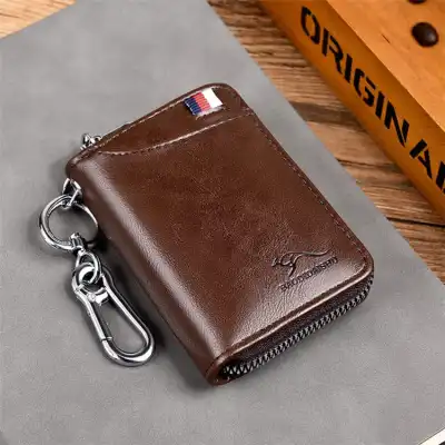 Men Retro Multifunction Zipper Wallet Business PU Leather Solid Color