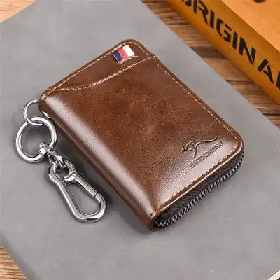 Men Retro Multifunction Zipper Wallet Business PU Leather Solid Color