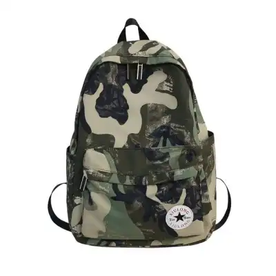 Unisex Fashion Zipper Letter Print Large Capacity Canvas Backpack