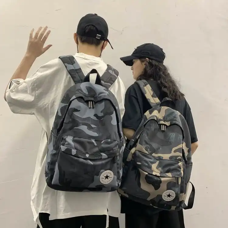 Unisex Fashion Zipper Letter Print Large Capacity Canvas Backpack