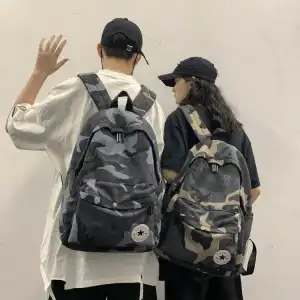 Unisex Fashion Zipper Letter Print Large Capacity Canvas Backpack