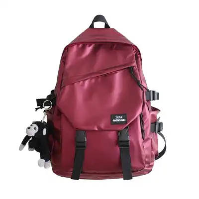 Unisex Fashion Zipper Solid Color Large Capacity Backpack Nylon Vertical Square