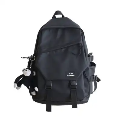 Unisex Fashion Zipper Solid Color Large Capacity Backpack Nylon Vertical Square