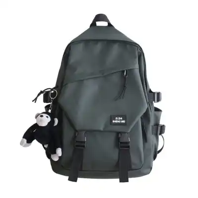 Unisex Fashion Zipper Solid Color Large Capacity Backpack Nylon Vertical Square