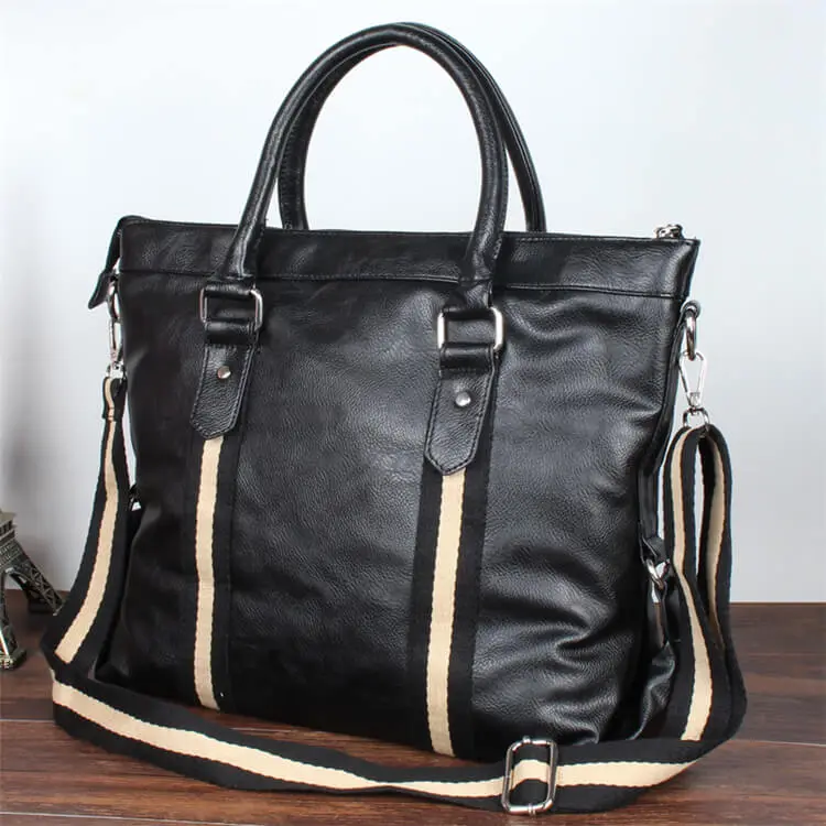 Men Color Blocking Patchwork Zipper Large Capacity Briefcase
