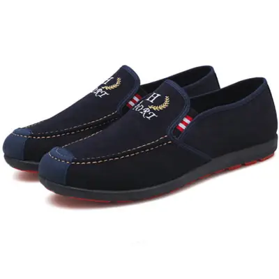 Size 6.5-10 Men Fashion Embroidery Slip On Canvas Loafers Flat Heel