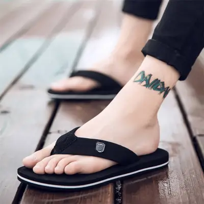 Size65-105 Men Fashion Color Blocking Patchwork Thong Slippers