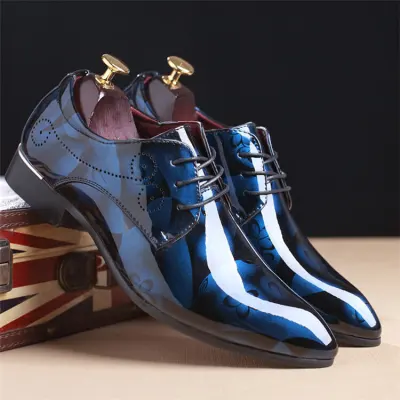 Size:6.5-12 Men Fashion Solid Color Pointed Toe Lace Up Oxfords Low Top PU