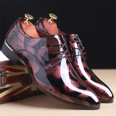 Size:6.5-12 Men Fashion Solid Color Pointed Toe Lace Up Oxfords Low Top PU