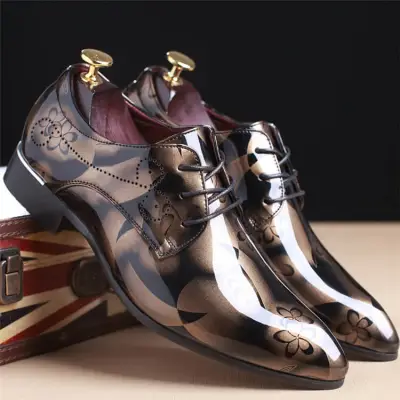 Size:6.5-12 Men Fashion Solid Color Pointed Toe Lace Up Oxfords Low Top PU