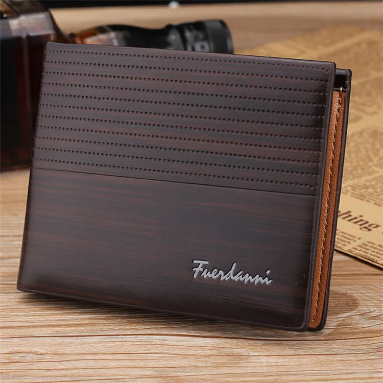 Men's Color Block Letter Printed Animal Pattern PU Leather Wallet