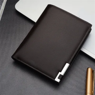 Men Fashion Color Block Patchwork Portable PU Leather Wallet Short Horizontal Square