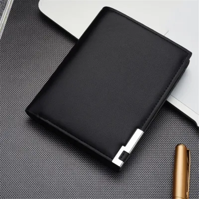 Men Fashion Color Block Patchwork Portable PU Leather Wallet Short Horizontal Square