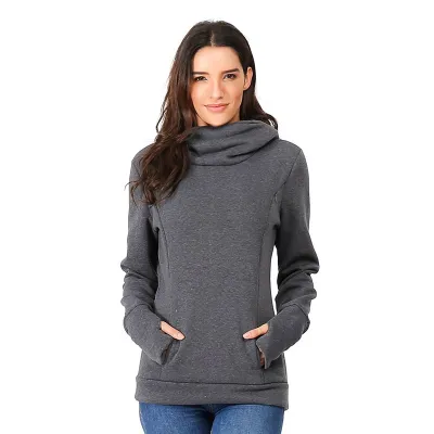 S-3XL Women Plush Thickened Long Sleeve Half Finger Breast-feeding Maternity Hoodies