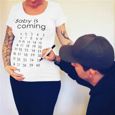 S-XL Women Fashion Letter Printing Maternity T-Shirt