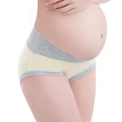 M-4XL Women Fashion Color Blocking Maternity Panties