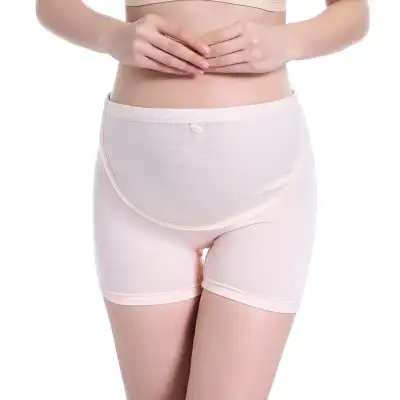 L-3XL Women High Waist Solid Color Maternity Panties
