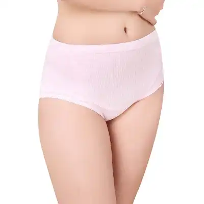 M-5XL Women Fashion Solid Color Creased Maternity Panties High Waist Pure Cotton
