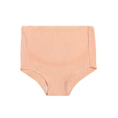 M-5XL Women Fashion Solid Color Rib-knit Maternity Panties