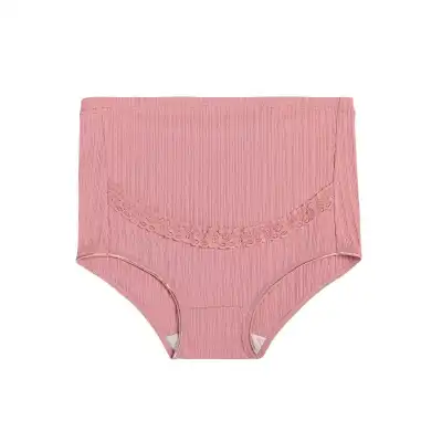 M-5XL Women Fashion Solid Color Rib-knit Maternity Panties