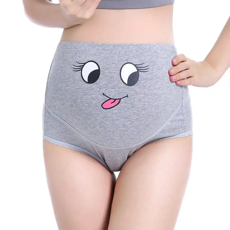 M-5XL Women Fashion Plus Size Cartoon Printed Maternity Panties