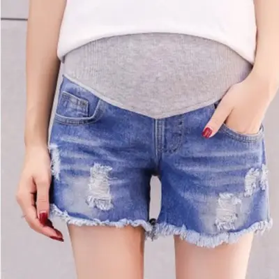M-XXL Women Fashion Patchwork Maternity Denim Shorts
