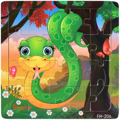 Child Wooden Cartoon Animal Puzzle Toy 15*15