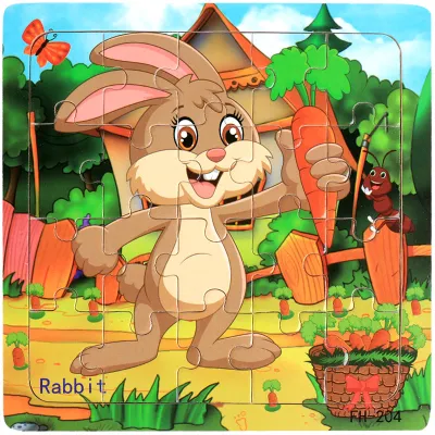 Child Wooden Cartoon Animal Puzzle Toy 15*15