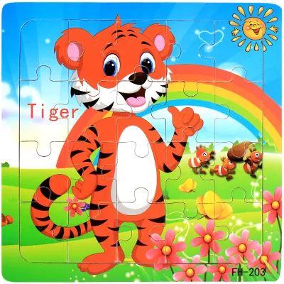 Child Wooden Cartoon Animal Puzzle Toy 15*15