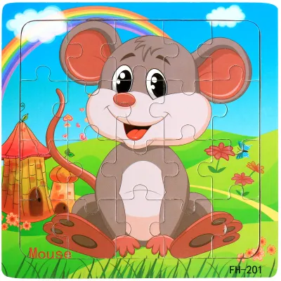 Child Wooden Cartoon Animal Puzzle Toy 15*15
