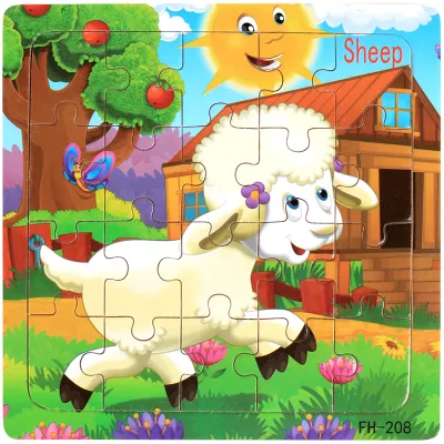 Child Wooden Cartoon Animal Puzzle Toy 15*15