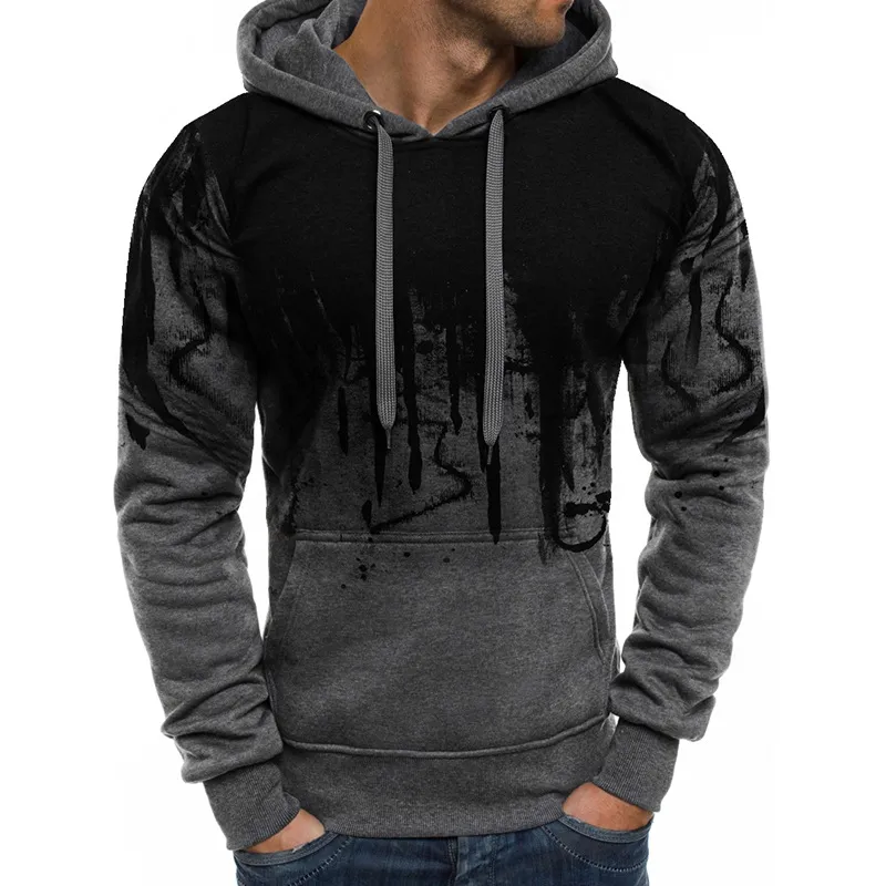M-3XL Men Urban Leisure Gradient Print Long Sleeve Pullover Hoodies