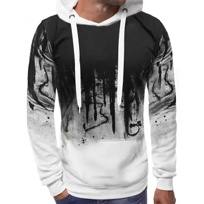 M-3XL Men Urban Leisure Gradient Print Long Sleeve Pullover Hoodies