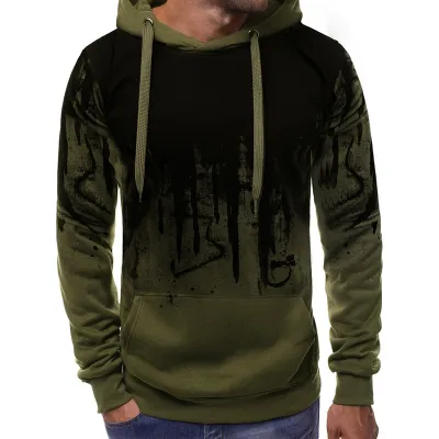 M-3XL Men Urban Leisure Gradient Print Long Sleeve Pullover Hoodies