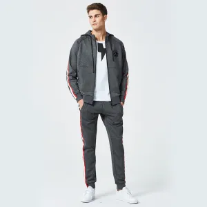 S-XXL Men Fashion Color Blocking 2-pcs Drawstring Hoodie And Pants Sport Sets