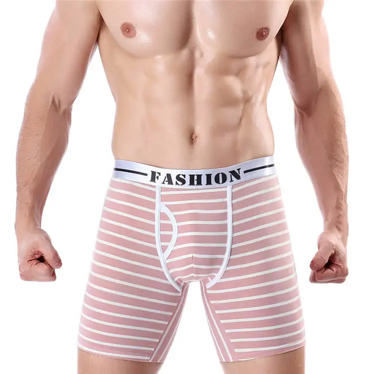 L-4XL Men Fashion Stripe and Letter Printed Breathable Cotton Boxer Underwear