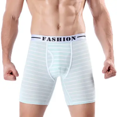 L-4XL Men Fashion Stripe and Letter Printed Breathable Cotton Boxer Underwear