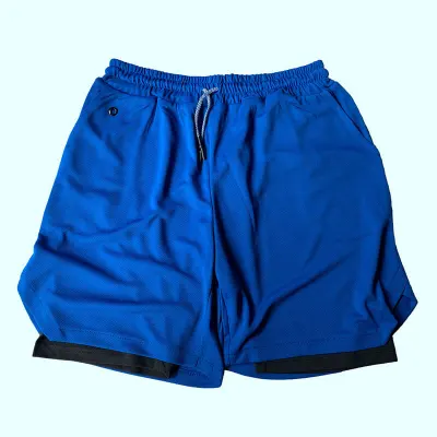 M-3XL Men Contrast Double-layer Breathable Shorts