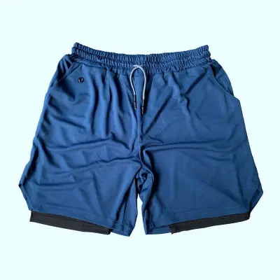 M-3XL Men Contrast Double-layer Breathable Shorts