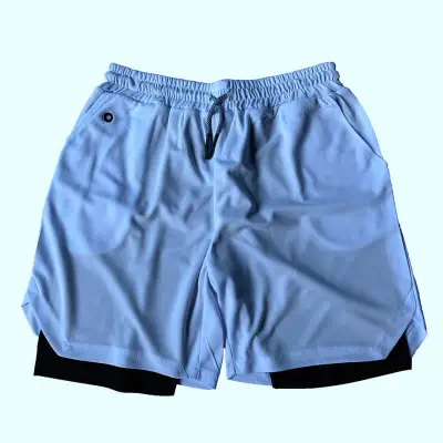 M-3XL Men Contrast Double-layer Breathable Shorts