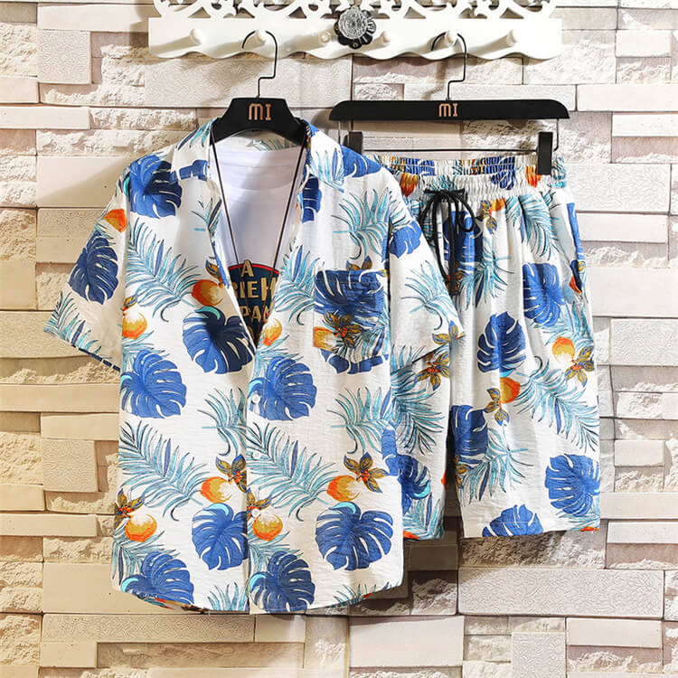MAFH ウェアズボンXL とスペゲスXL Wholesale M-5XL Men Fashion Leaf Printed Loose Shirt And