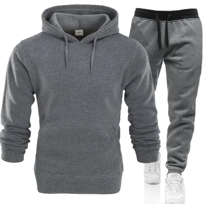 S-3XL Men Plus Size Hoodies And Pants Set Cotton Blend Thicken Sportswear