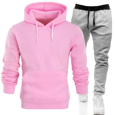 S-3XL Men Plus Size Hoodies And Pants Set Cotton Blend Thicken Sportswear