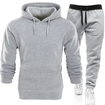 S-3XL Men Plus Size Hoodies And Pants Set Cotton Blend Thicken Sportswear
