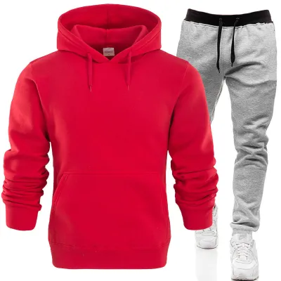 S-3XL Men Plus Size Hoodies And Pants Set Cotton Blend Thicken Sportswear