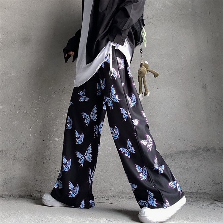 Wholesale S-2XL Men Fashion Butterfly Printed Loose Wide Leg